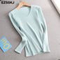 2021 basic v-neck solid autumn winter Sweater Pullover Women Female Knitted sweater slim long sleeve badycon sweater cheap