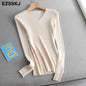 2021 basic v-neck solid autumn winter Sweater Pullover Women Female Knitted sweater slim long sleeve badycon sweater cheap