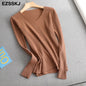 2021 basic v-neck solid autumn winter Sweater Pullover Women Female Knitted sweater slim long sleeve badycon sweater cheap