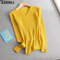 2021 basic v-neck solid autumn winter Sweater Pullover Women Female Knitted sweater slim long sleeve badycon sweater cheap