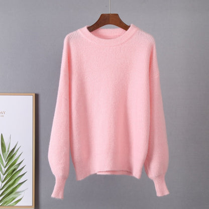Hirsionsan Soft Loose Knitted Cashmere Sweaters Women 2021 New Winter Loose Solid Female Pullovers Warm Basic Knitwear Jumper
