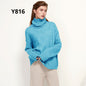 Aachoae Autumn Winter Women Knitted Turtleneck Wool Sweaters 2021 Casual Basic Pullover Jumper Batwing Long Sleeve Loose Tops