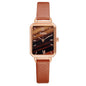 Gaiety Brand Women Watches Fashion Square Ladies Quartz Watch Bracelet Set Green Dial Simple Rose Gold Mesh Luxury Women Watches