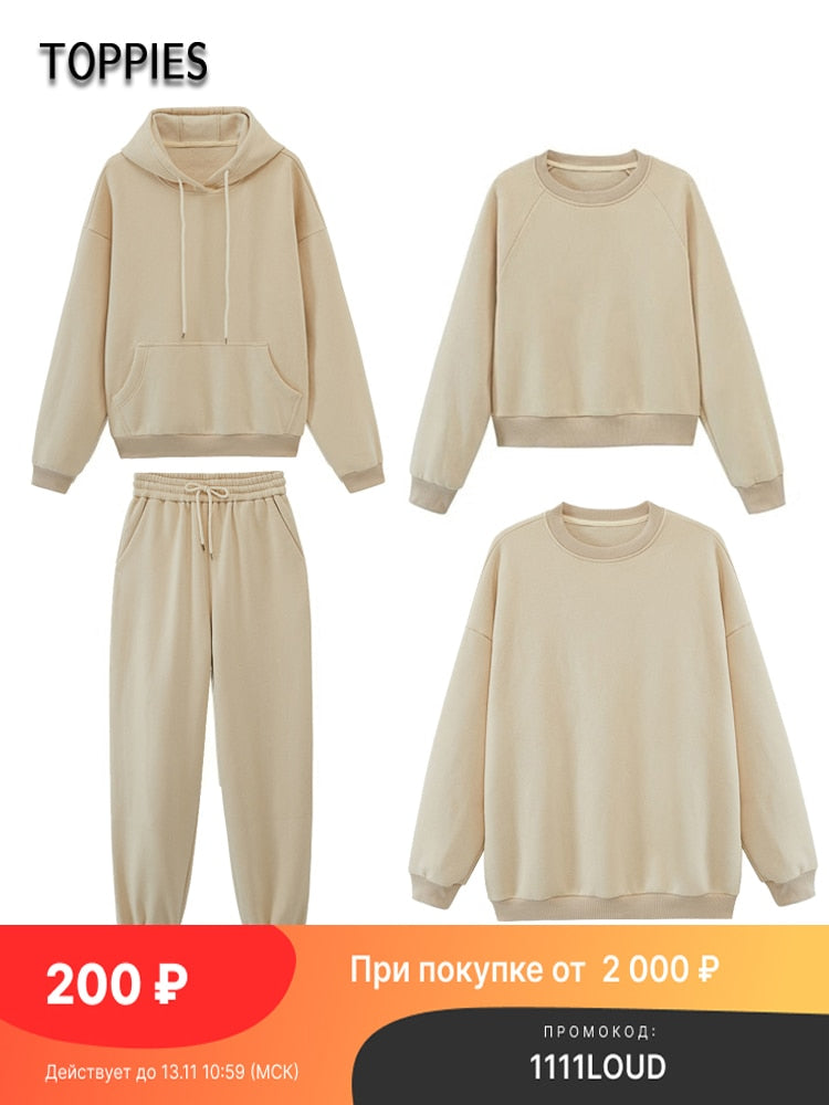 toppies Womens Tracksuits Hooded Sweatshirts 2021 Autumn Winter Fleece Oversize Hoodies Solid Pullovers Jackets Unisex Couple